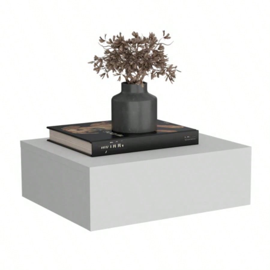 Floating Nightstand 5H, Modern Wall - Mounted Bedside Shelf with Drawer, White