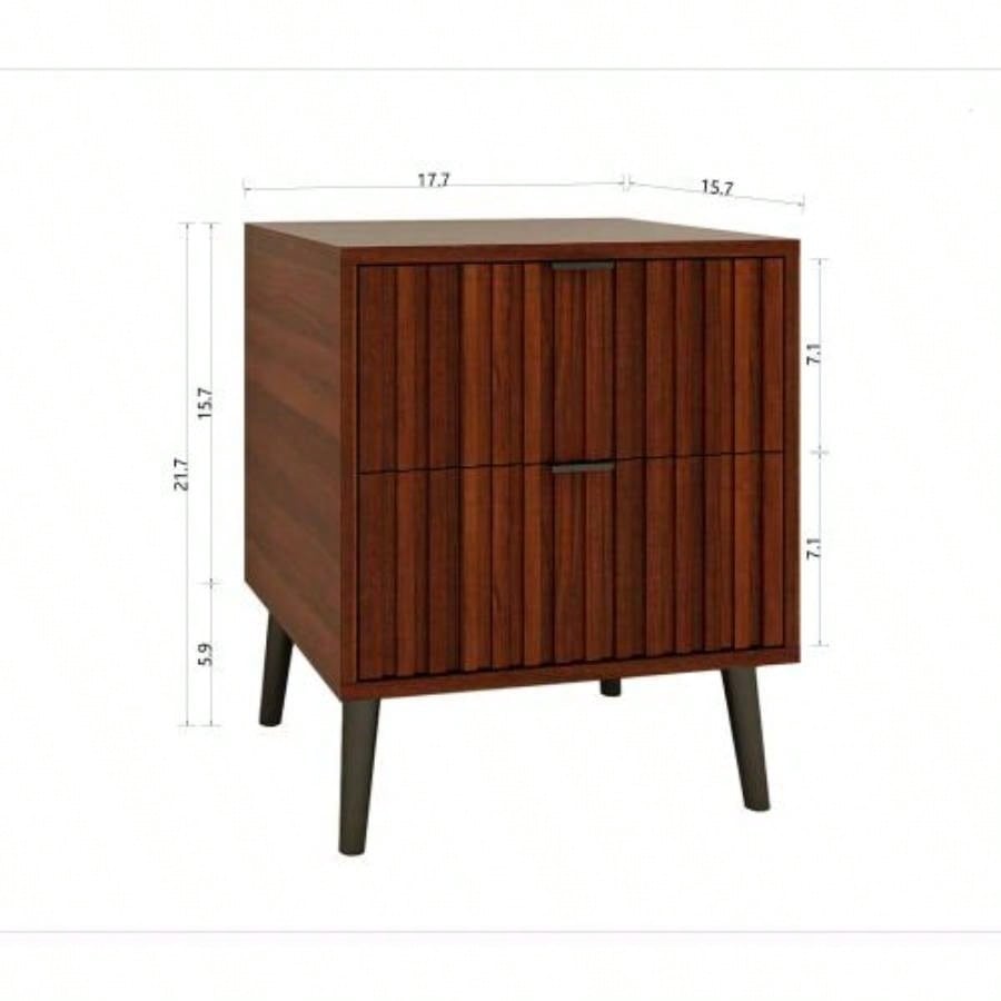 Wooden Nightstand with 2 Drawers