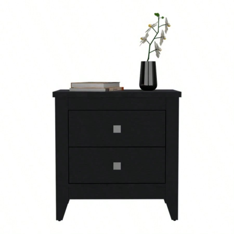 Nightstand 24H, Two Drawers, Four, Superior Top, Black