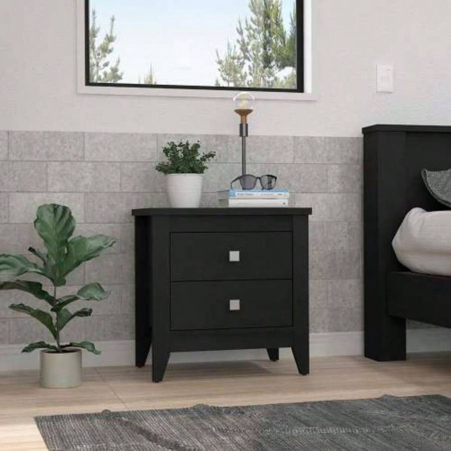 Nightstand 24H, Two Drawers, Four, Superior Top, Black