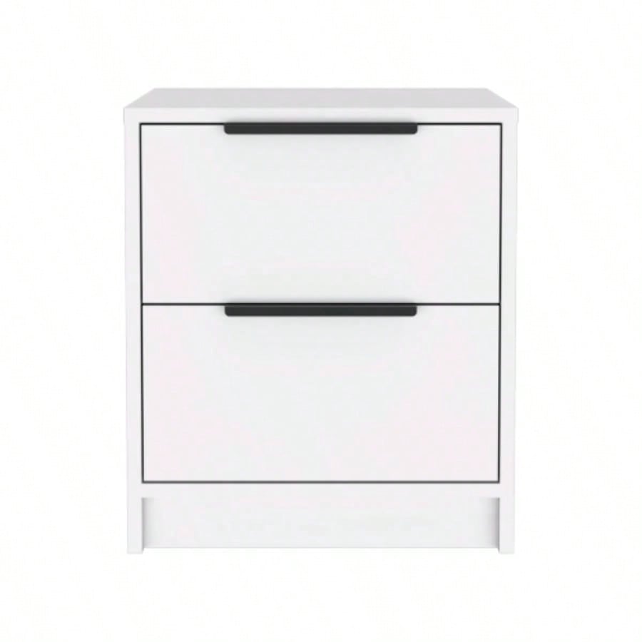 Modern Nightstand 19 H, Two Drawers, White