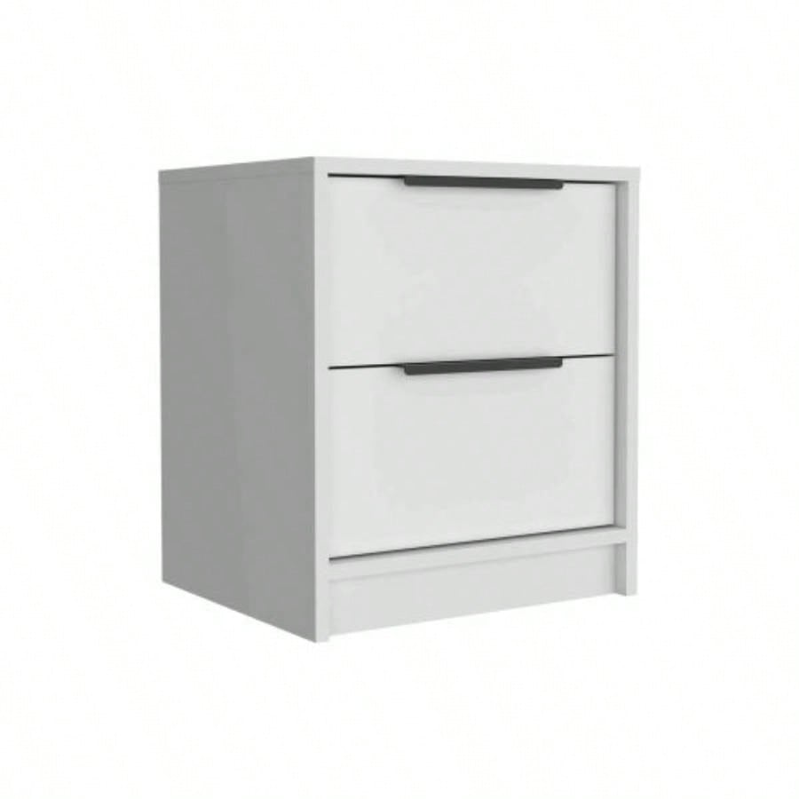 Modern Nightstand 19 H, Two Drawers, White