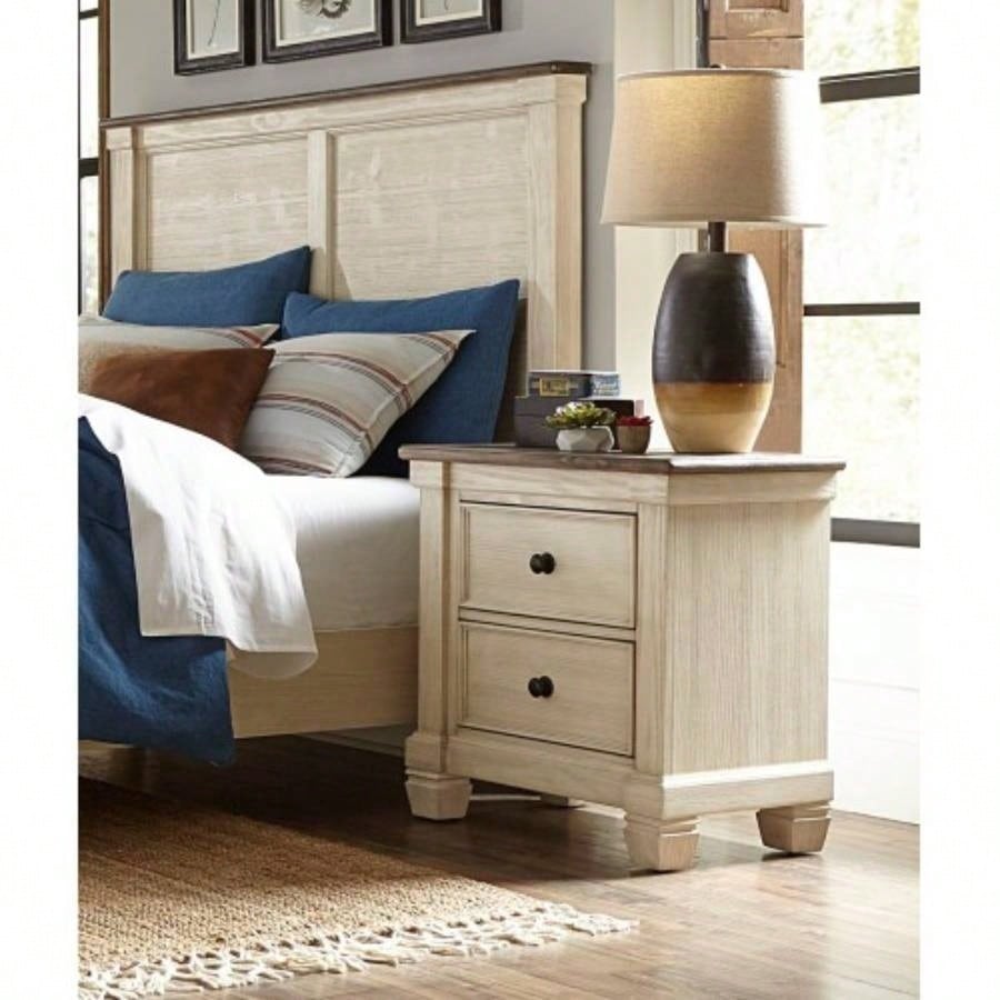 Transitional - Rustic Style Coffee and Antique Gray 2 - Drawer Nightstand 1pc Flat Knobs Classic Bedroom Furniture