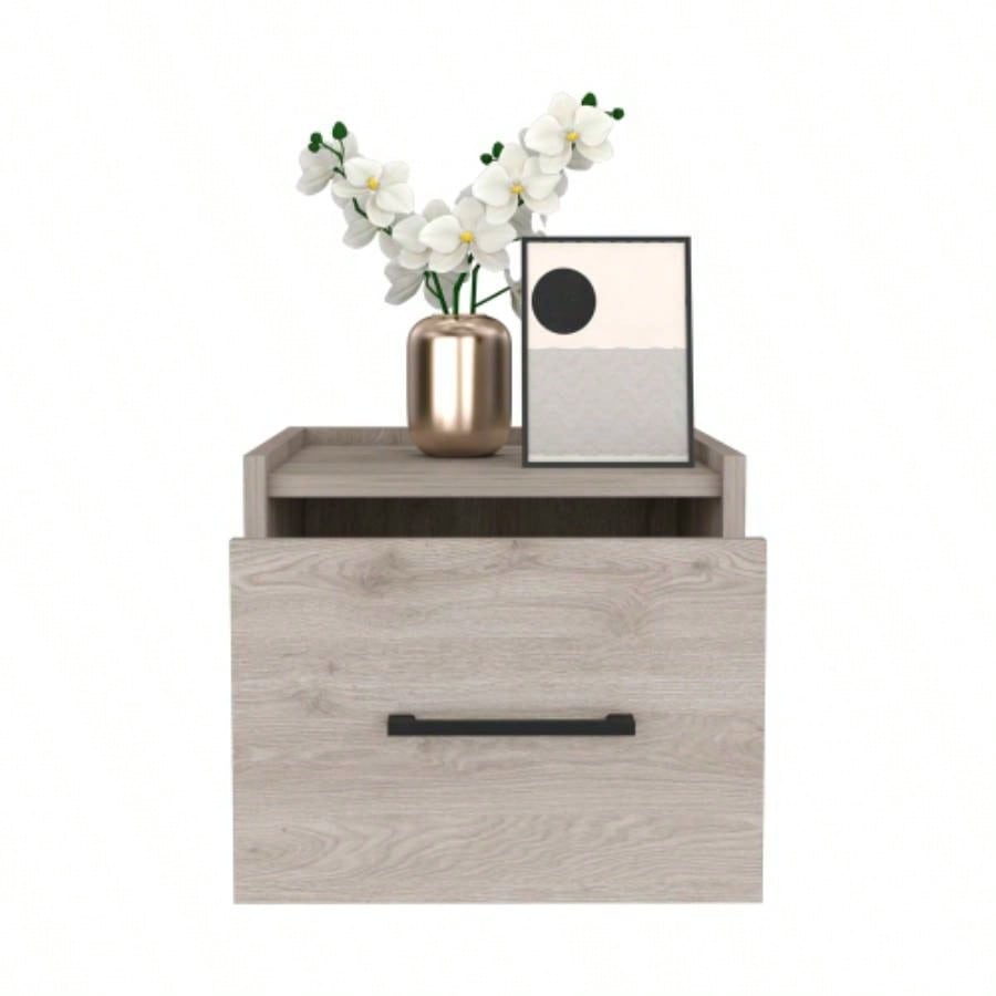 Floating Nightstand Calion, Bedroom, Light Gray