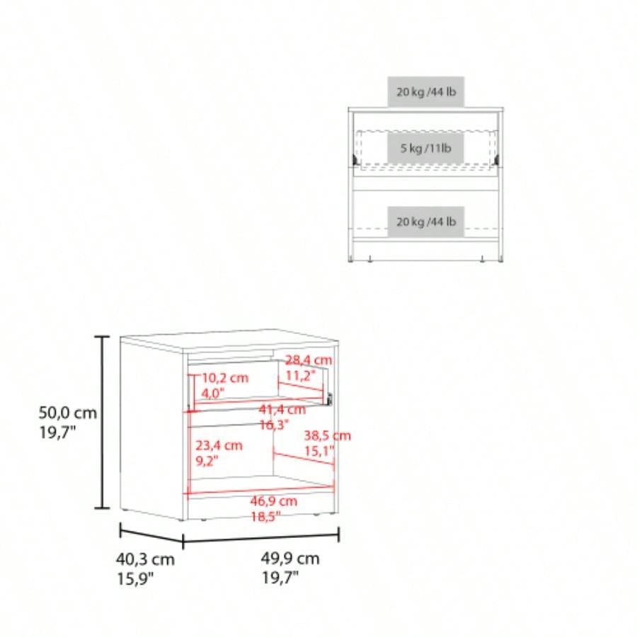 Nightstand, 1 Door, 1 Shelf