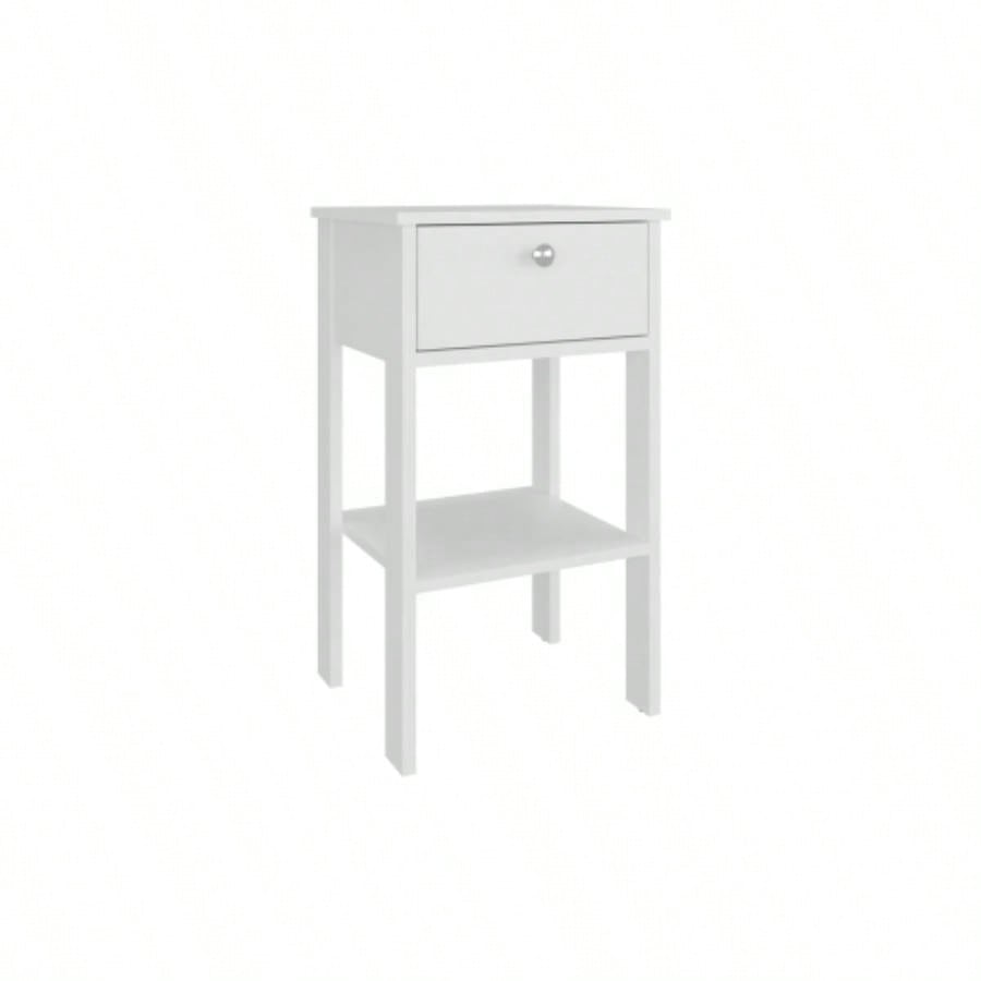 Nightstand, 1 Drawer, 1 Shelf, 4, White