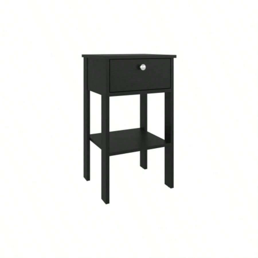 Nightstand, 1 Drawer, 1 Shelf, 4, Black Wengue
