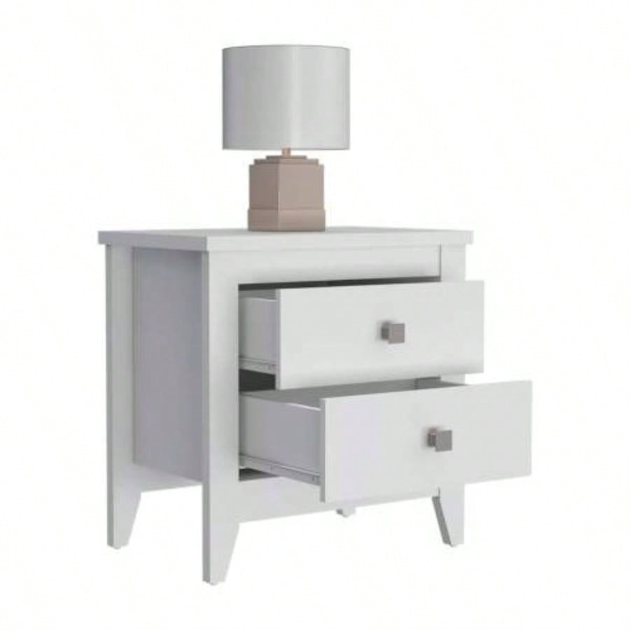 Nightstand 24H, Two Drawers, Four, Superior Top, White