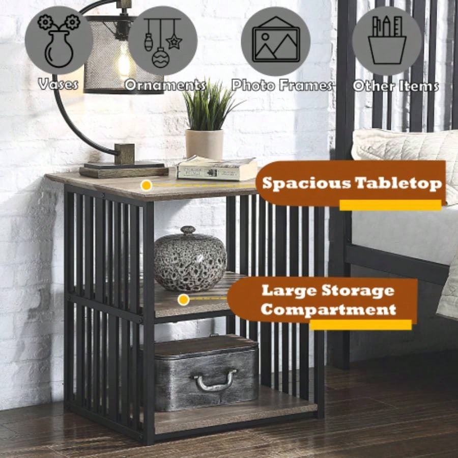 Zudora Antique Oak Black Nightstand