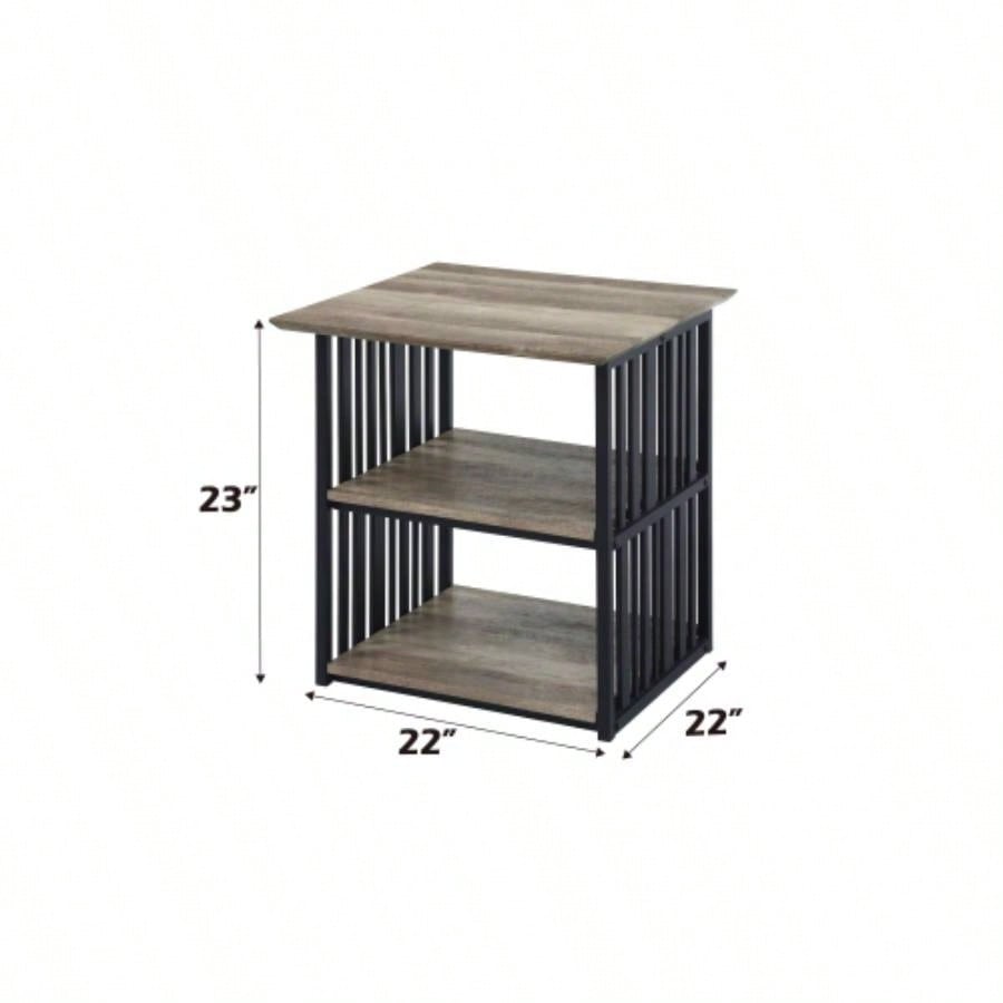 Zudora Antique Oak Black Nightstand