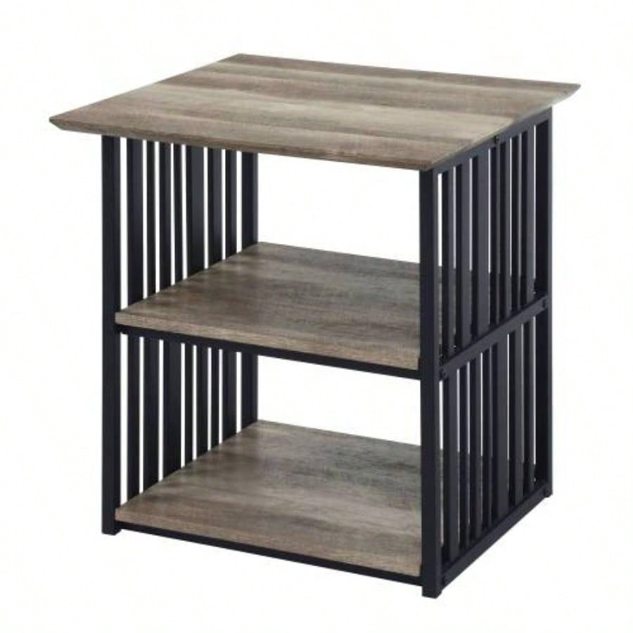 Zudora Antique Oak Black Nightstand