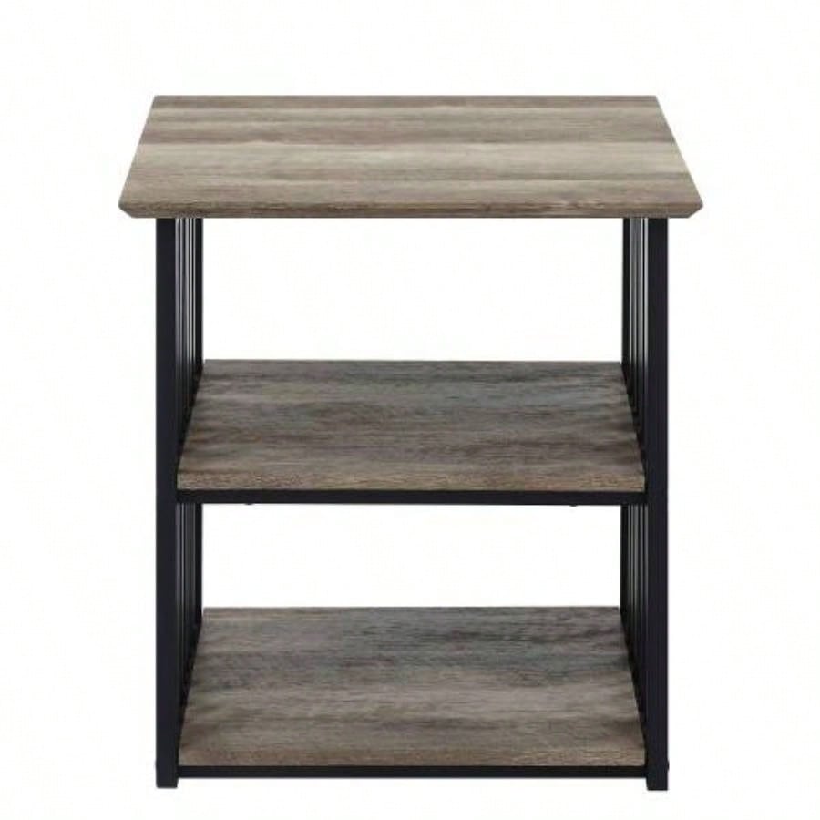 Zudora Antique Oak Black Nightstand