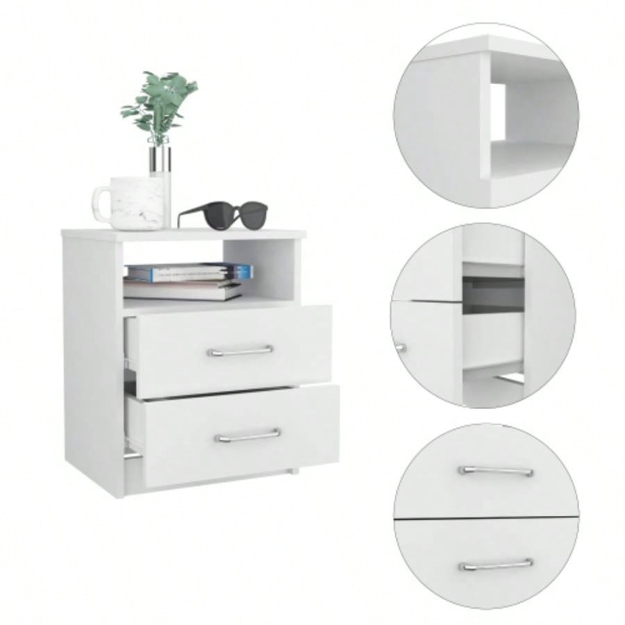 Brookeline 2 - Drawer 1 - Shelf Rectangle Nightstand White
