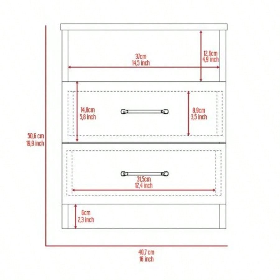 Brookeline 2 - Drawer 1 - Shelf Rectangle Nightstand White