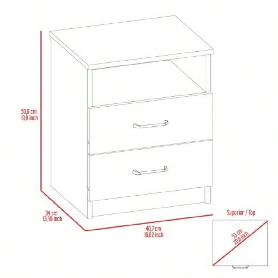 Brookeline 2 - Drawer 1 - Shelf Rectangle Nightstand White