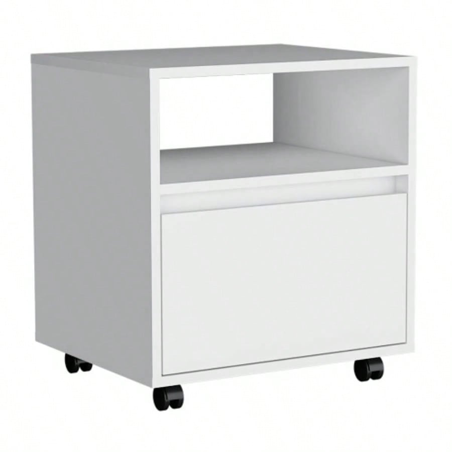 Nightstand Munyochi, One Drawer, White