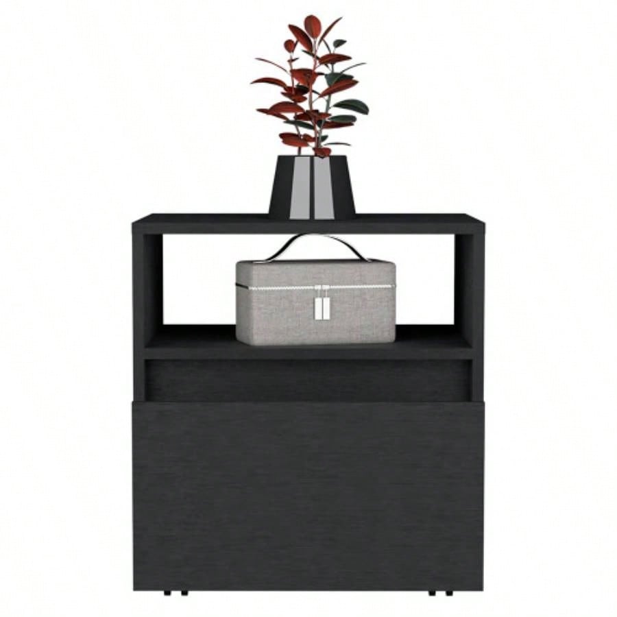 Nightstand Munyochi, One Drawer, Black Wengue