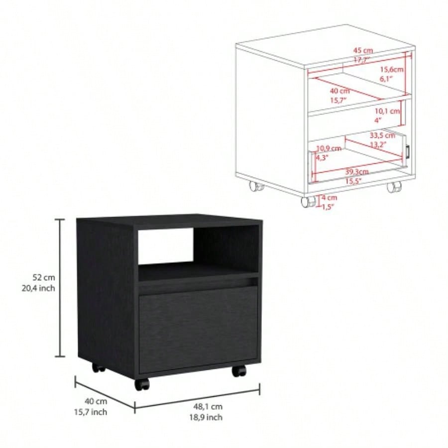 Nightstand Munyochi, One Drawer, Black Wengue