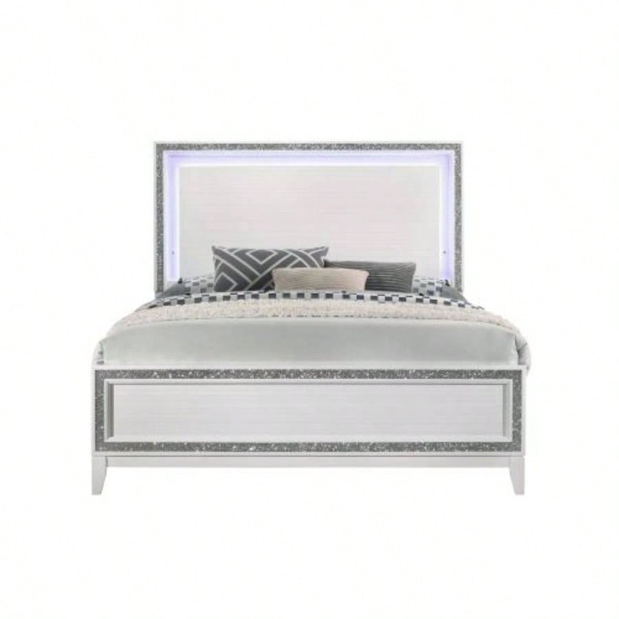 White Modern Nightstand with Storage for Bedroom