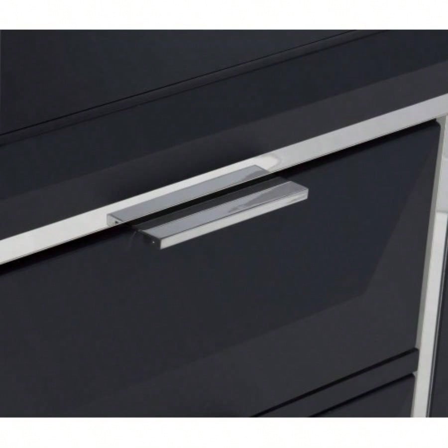 Modern Bedroom Nightstand of Two Drawers Beveled Acrylic Trim Wooden Furniture 1pc, Midnight Blue