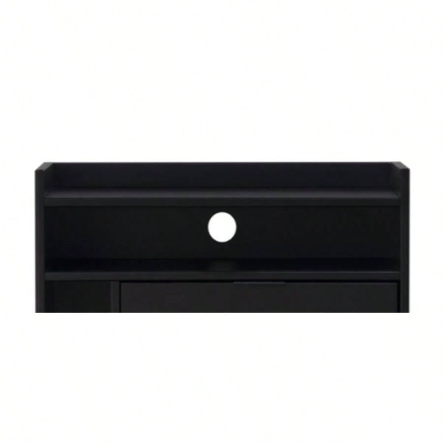 Mid - Modern Solid Wood 2 - Drawer Gallery Nightstand - Black