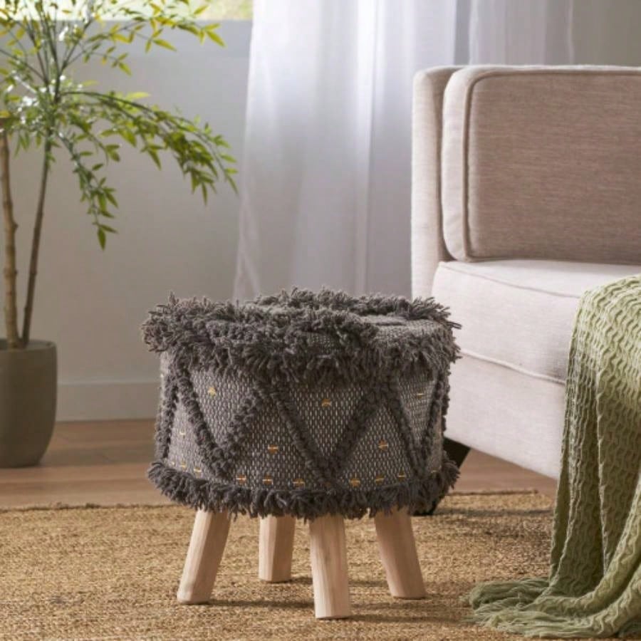 ROJA HANDCRAFTED WOOL COTTON 16 X 16 FOOT STOOL