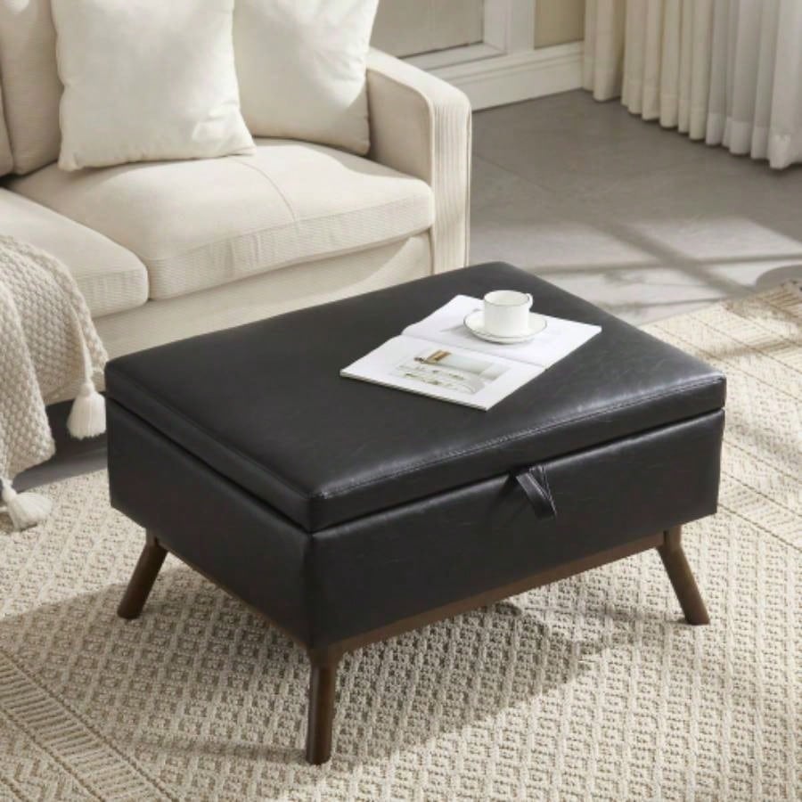 Mid - modern square coffee table storage, assembled, suitable living room, entryway and family room, used as a coffee table, stirrups, shoe
