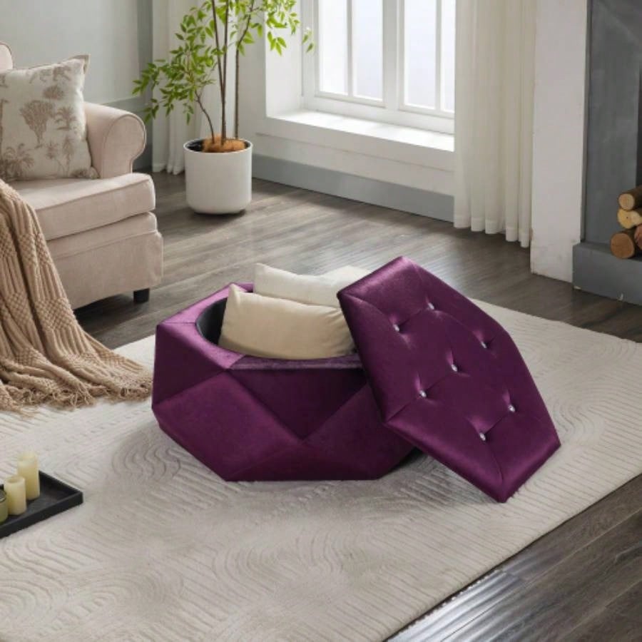 Elegant Velvet Tufted Storage Ottoman, Multi - Functional Footrest and Seating Solution Home, Comfortable and Practical Storage Living Room and Bedroom, Blue