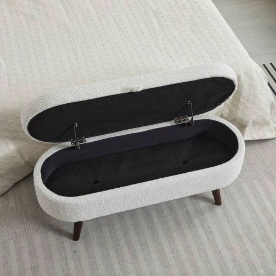 S02 Basics Upholstered Storage Ottoman and Entryway WHITE
