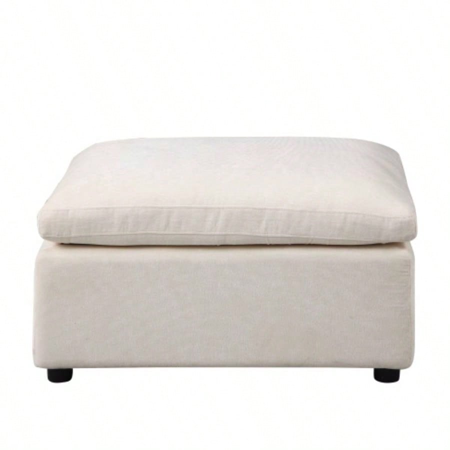 Modern Upholstered Square Modular Ottoman Sectional Sofa, Sectional Sofa Couch, Chenille Beige