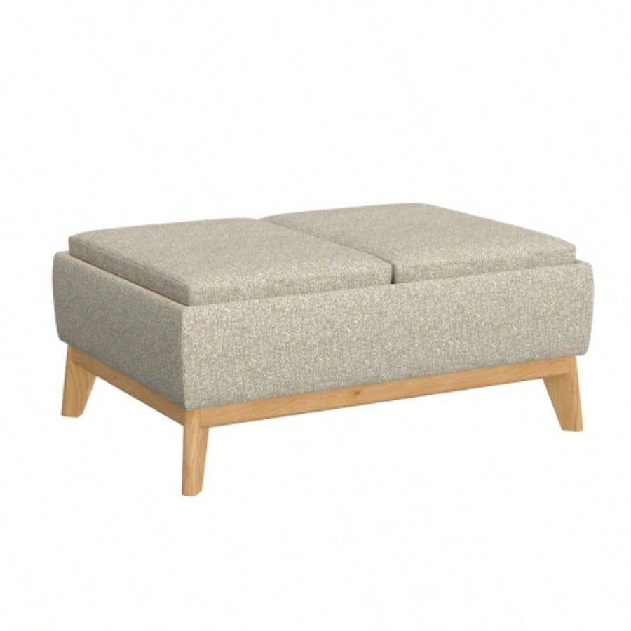 Tan Reversible Tray Ottoman