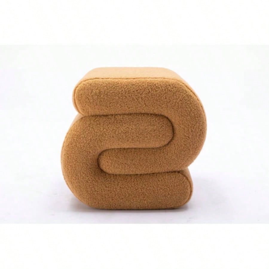 S - shape Teddy Fabric Ottoman Makeup Stool Footstool, Coffee