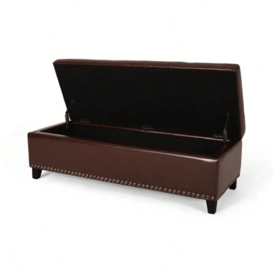 Ottoman with Storage, 51 Inch Large Ottomans Storage, Upholstered End of Bed with Hinged Lid, Long Foot Rest Stool Living Room Bedroom
