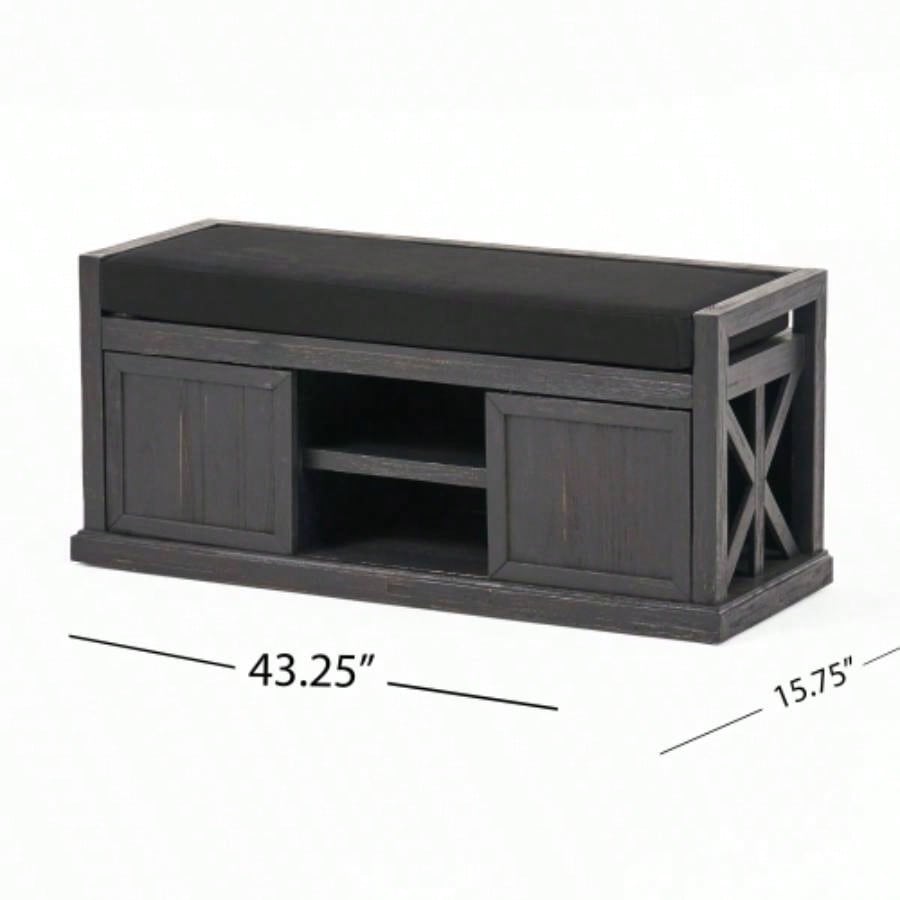 Storage with Acacia wood, Shoe with Padded Cushion, Entryway with 2 Doors Entryway, Living Room, Bedroom