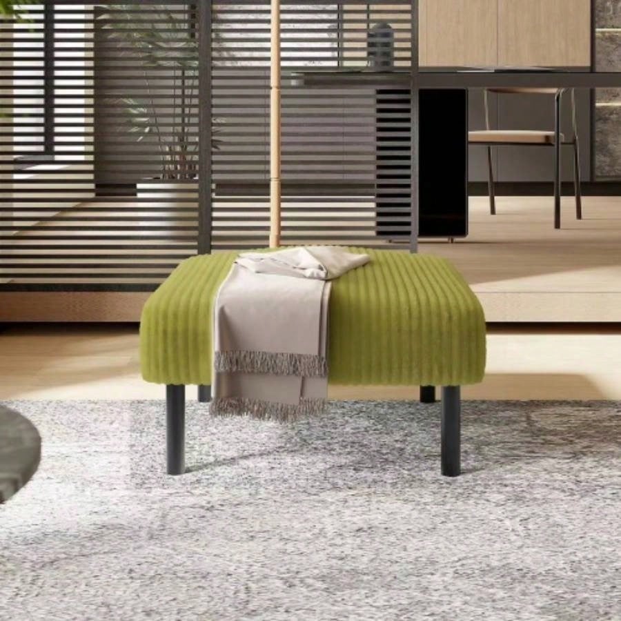 UNITED WE WIN Small Ottoman Footstool with, Corduroy Fabric Ottoman Foot Stool with Soft Padded, Square Footstool Footstool Living Room