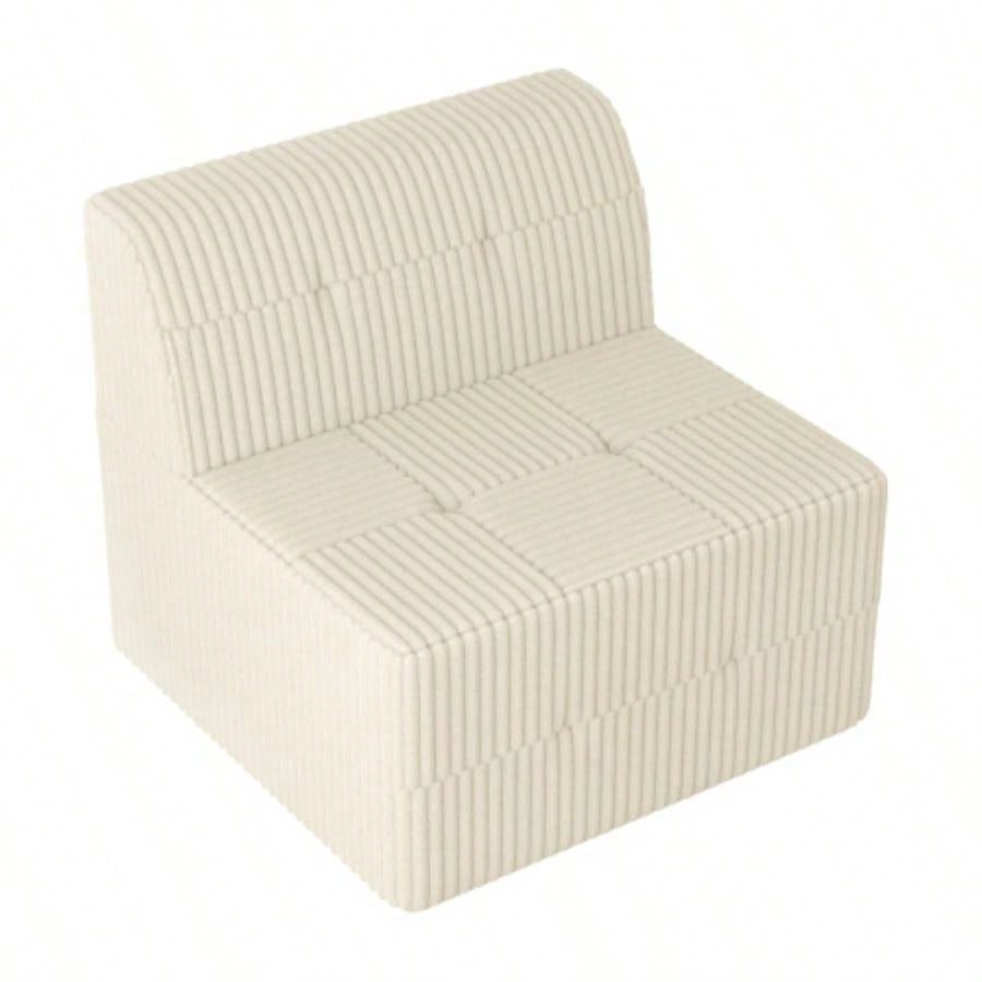Ottoman sofa Compressed Sectional Sofa Modern Minimalist Style Corduroy Couch, Sleeper Sofa Living Room, Bedroom, Comfy Compressed Sofa Couch Space - Efficient Design - WHITE