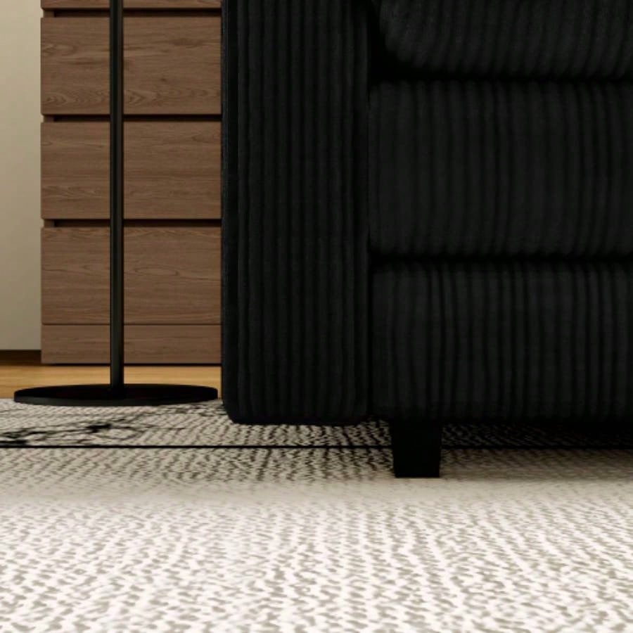 Modular Sectional Sofa, Deep Couch Living Room, Modern L - Shaped Sofa Living Room Bedroom Apartment, BLACK