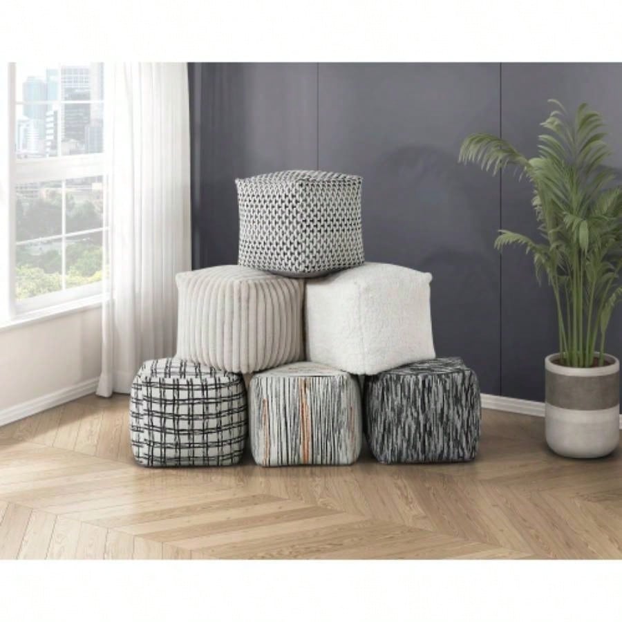 Square Pouf Plush Corduroy Fabric Upholstery Modern Ottoman, Footstool, Non - Slip Floor Pouf, Bean Bag Chair, 1pc Sitting Pouf