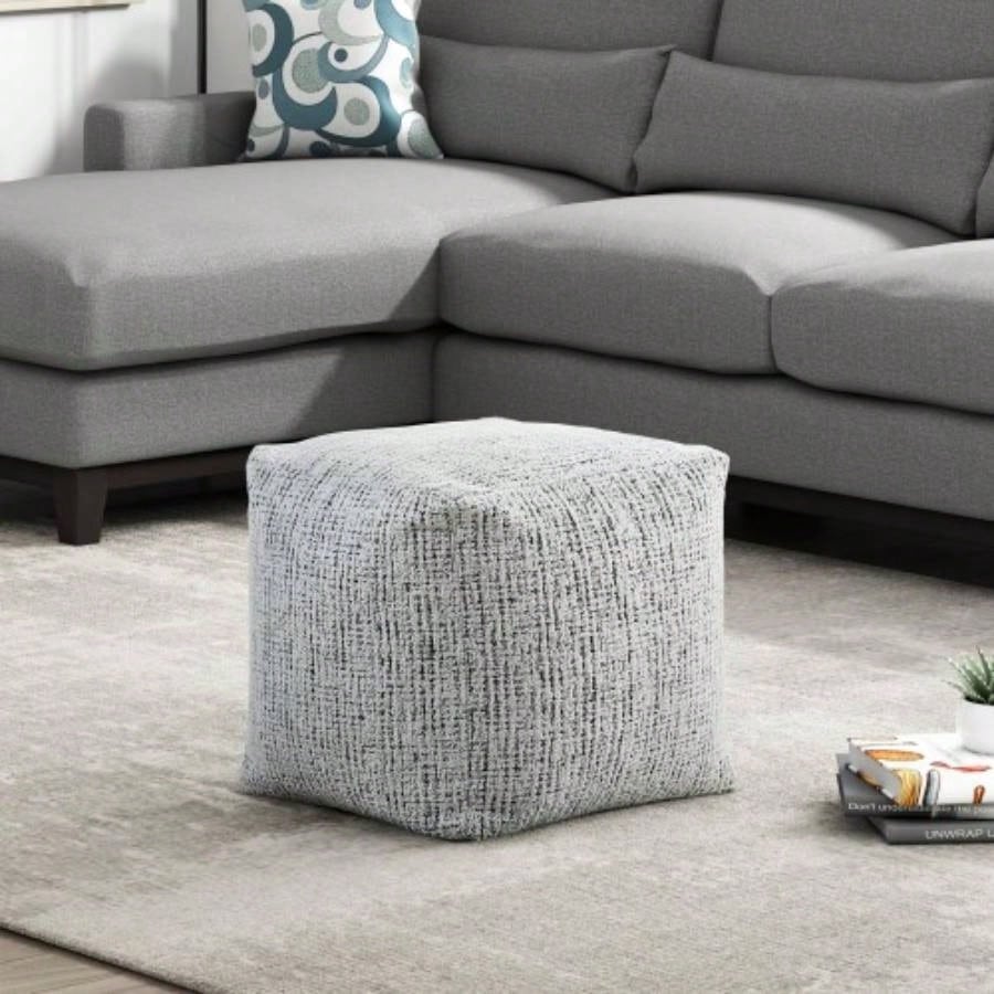 Square Pouf Plush Corduroy Fabric Upholstery Modern Ottoman, Footstool, Non - Slip Floor Pouf, Bean Bag Chair, 1pc Sitting Pouf