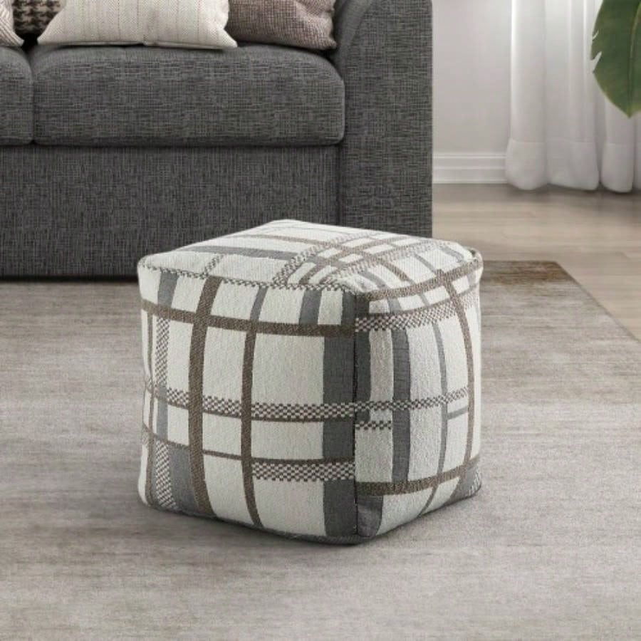 Square Pouf Plush Corduroy Fabric Upholstery Modern Ottoman, Footstool, Non - Slip Floor Pouf, Bean Bag Chair, 1pc Sitting Pouf