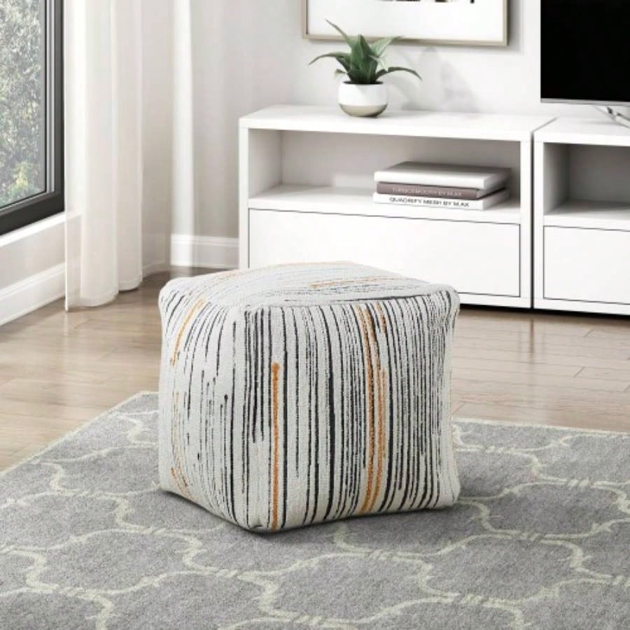 Square Pouf Plush Corduroy Fabric Upholstery Modern Ottoman, Footstool, Non - Slip Floor Pouf, Bean Bag Chair, 1pc Sitting Pouf