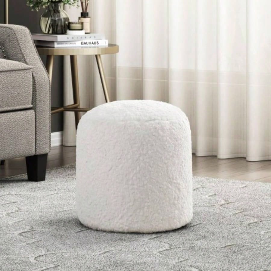 Square Pouf Plush Corduroy Fabric Upholstery Modern Ottoman, Footstool, Non - Slip Floor Pouf, Bean Bag Chair, 1pc Sitting Pouf
