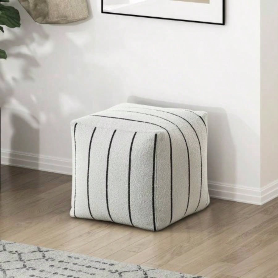 Square Pouf Plush Corduroy Fabric Upholstery Modern Ottoman, Footstool, Non - Slip Floor Pouf, Bean Bag Chair, 1pc Sitting Pouf