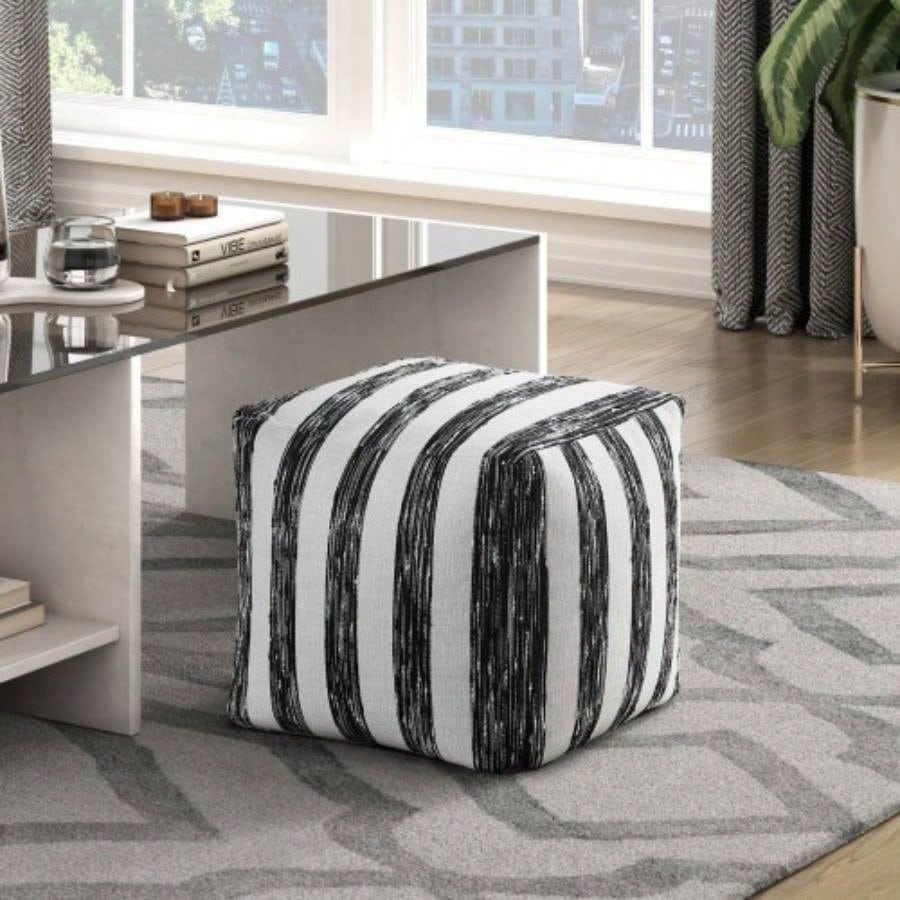 Square Pouf Plush Corduroy Fabric Upholstery Modern Ottoman, Footstool, Non - Slip Floor Pouf, Bean Bag Chair, 1pc Sitting Pouf