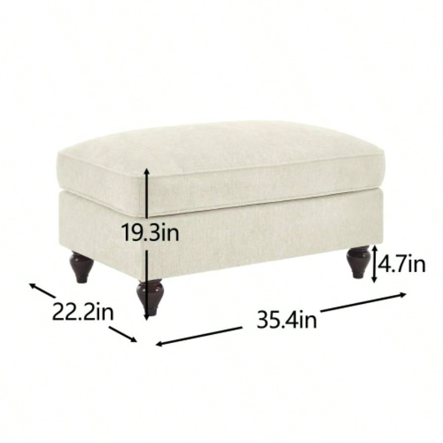 Ottoman Chenille - Beige+White