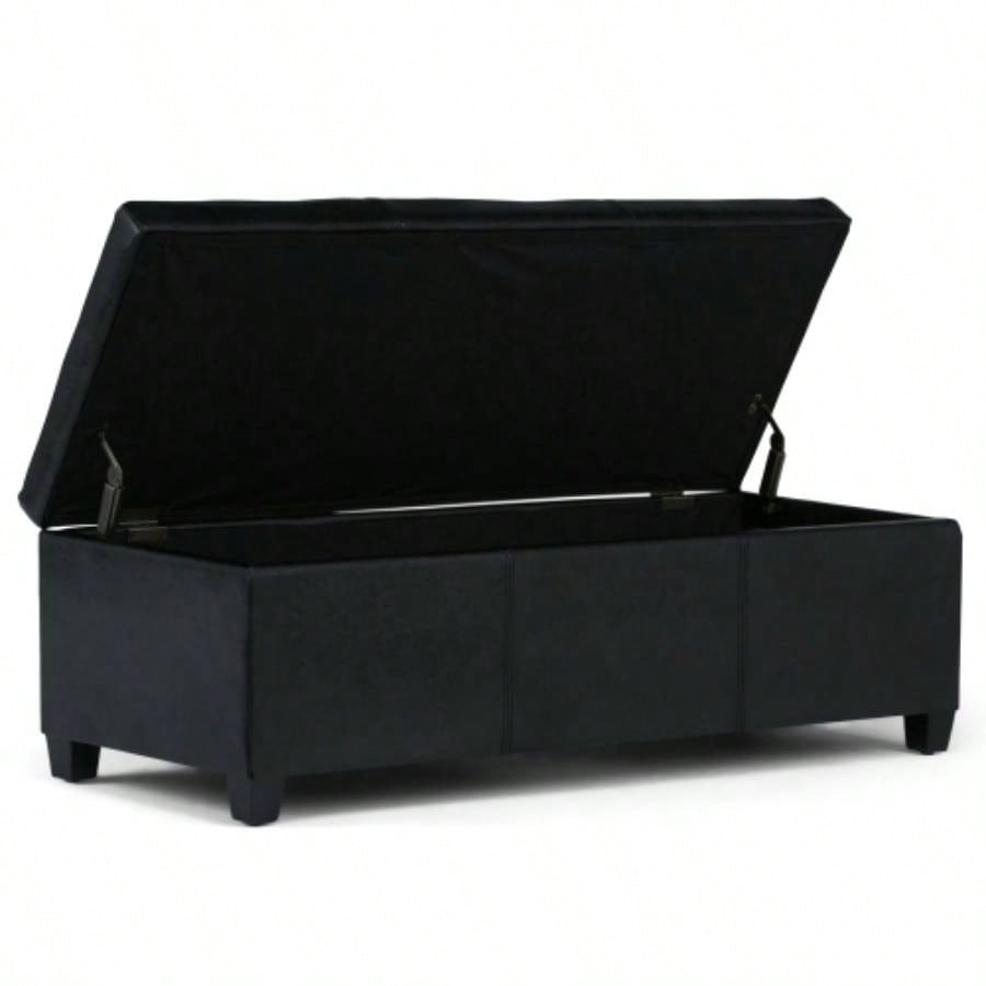 Avalon - Storage Ottoman - Midnight Black