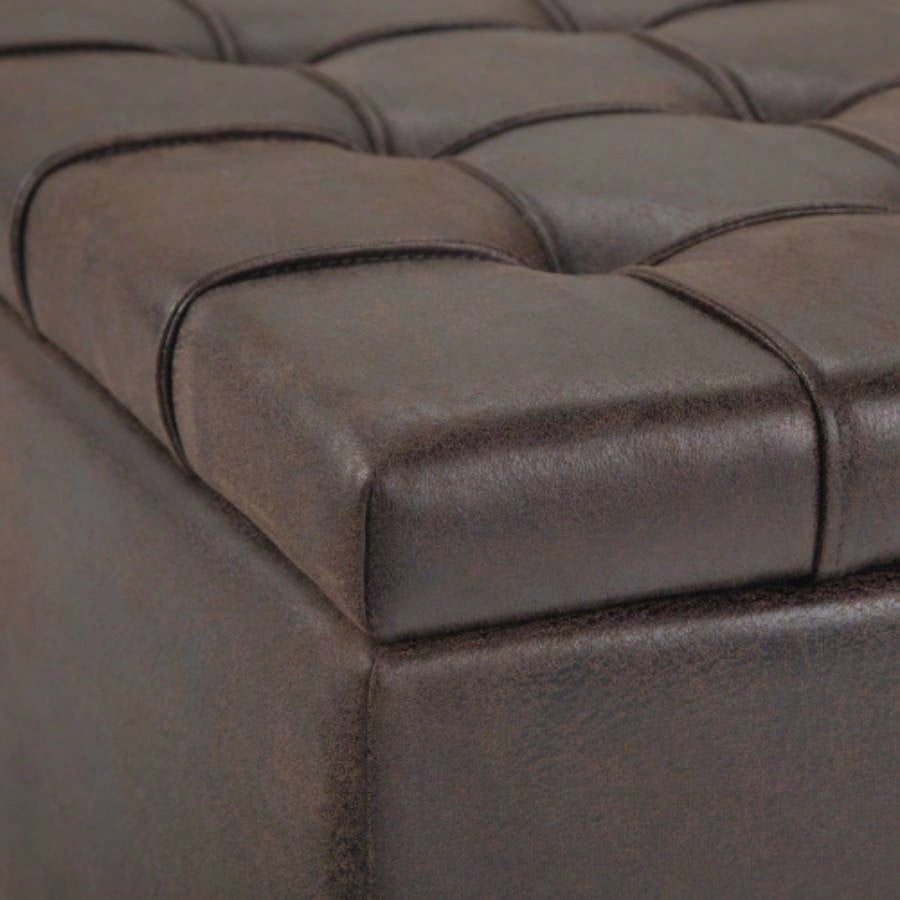 Harrison - Coffee Table Storage Ottoman - Distressed Brown