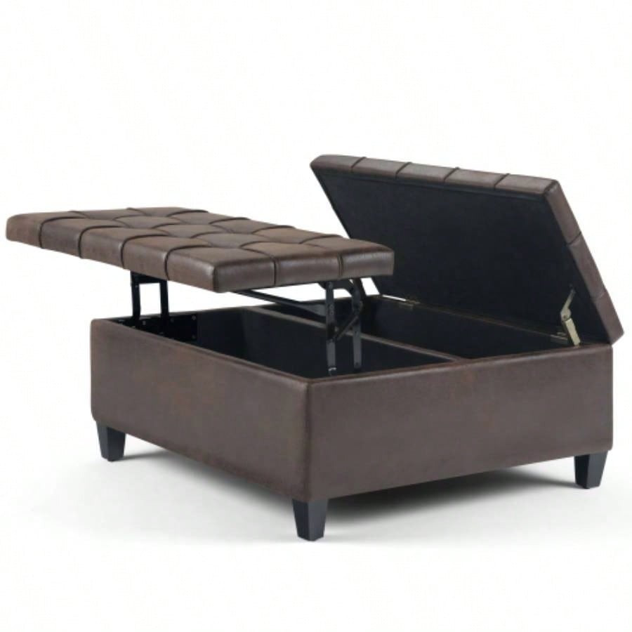 Harrison - Coffee Table Storage Ottoman - Distressed Brown