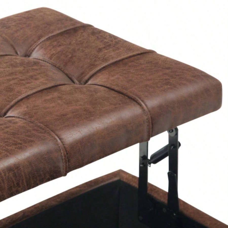 Harrison - Coffee Table Storage Ottoman - Distressed Umber Brown
