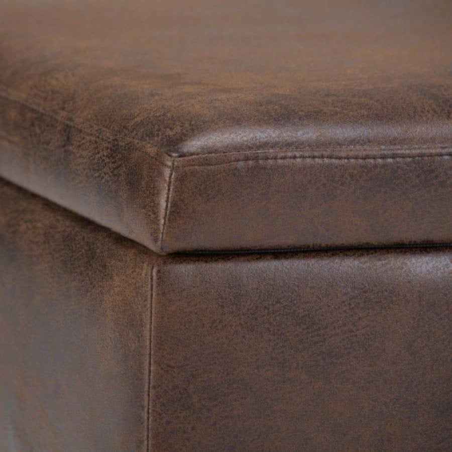 Owen - Coffee Table Storage Ottoman - Distressed Chestnut Brown